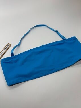NWT SKIMS S Bandeau Bikini Top Recycled Nylon Turquoise Halter Strap